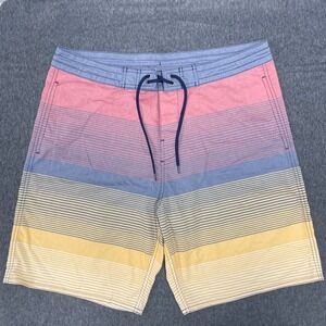 Roundtree and Yorke Board Shorts Striped‎ Swim Trunks Drawstring Closure Size 36
